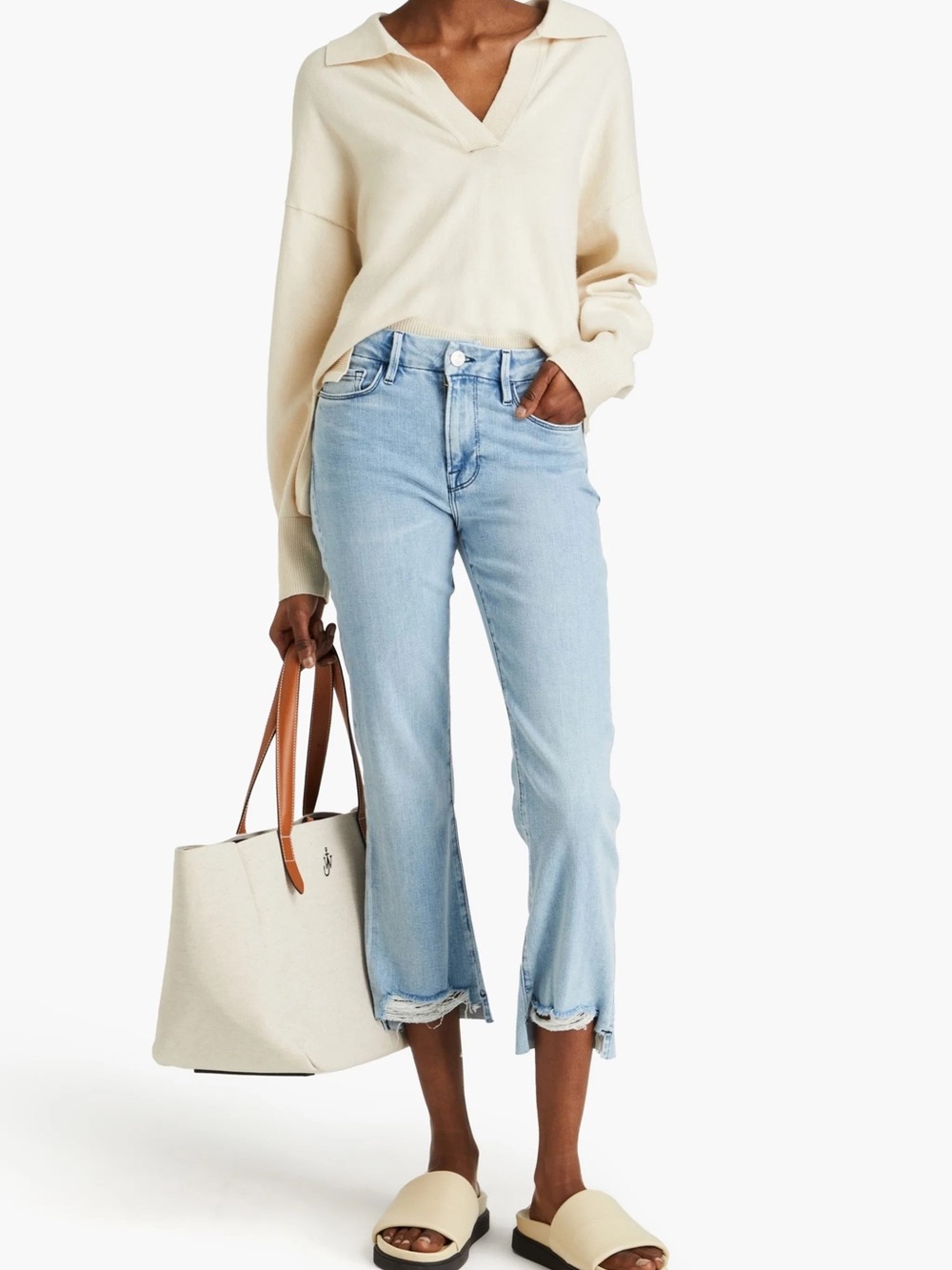 Frame Le Crop Mini Boot Mid-Rise Distressed Bootcut Jeans